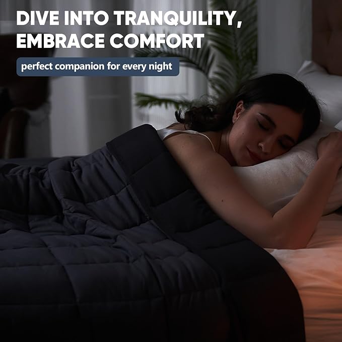 King Size Weighted Blanket for Adults (20 lbs, 80” x 87”, Grey& Black) Cooling Heavy Blanket for Sleeping Perfect for 190-210 lbs, Breathable Blanket for Adults & Couple All Season, Machine Washable