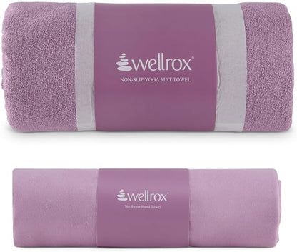 Yoga Towel Non Slip - Hand & Mat Towel for Yoga, Pilates & Fitness (Lavender)