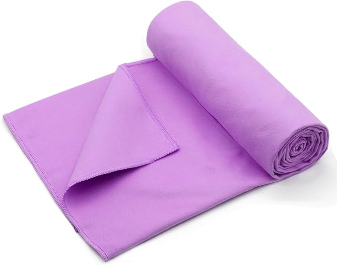 Eunzel 2 Pack Hot Yoga Towel Non Slip Yoga Mat Towel Non-Slip Sweat Absorbent Microfiber Towel for Hot Yoga, Pilates and Workout 72" x 26.5", Purple
