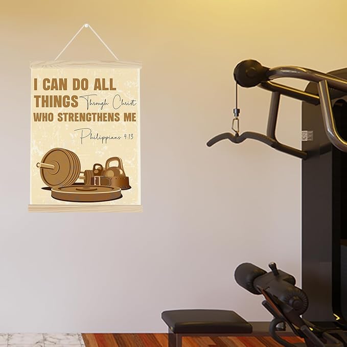 Gym Christian Motivational Posters College Dorm Posters Gifts for Guys Friends I Can Do All Things Through Christ who Strenghthens Me Gym Flag Wall Art Decor Sign for Home Gym Bedroom Office