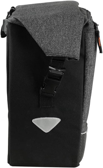 Ibera G-2 PakRak Pro Panniers Bike Bags (Pair) with Quick Release/Clip-On System - Bike Saddle Bags For Rear Rack Each with 19.8 lbs Capacity - Reflective Saddle Bag Bicycle, Fits Most Racks (Grey)