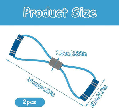 2 Pcs Figure 8 Resistance Band, Resistance Band with Handles, Suitable for Full Body Exercise, Strength Training, Flexibility, Exercise Elastic Rope, Suitable for Home, Gym (Blue)