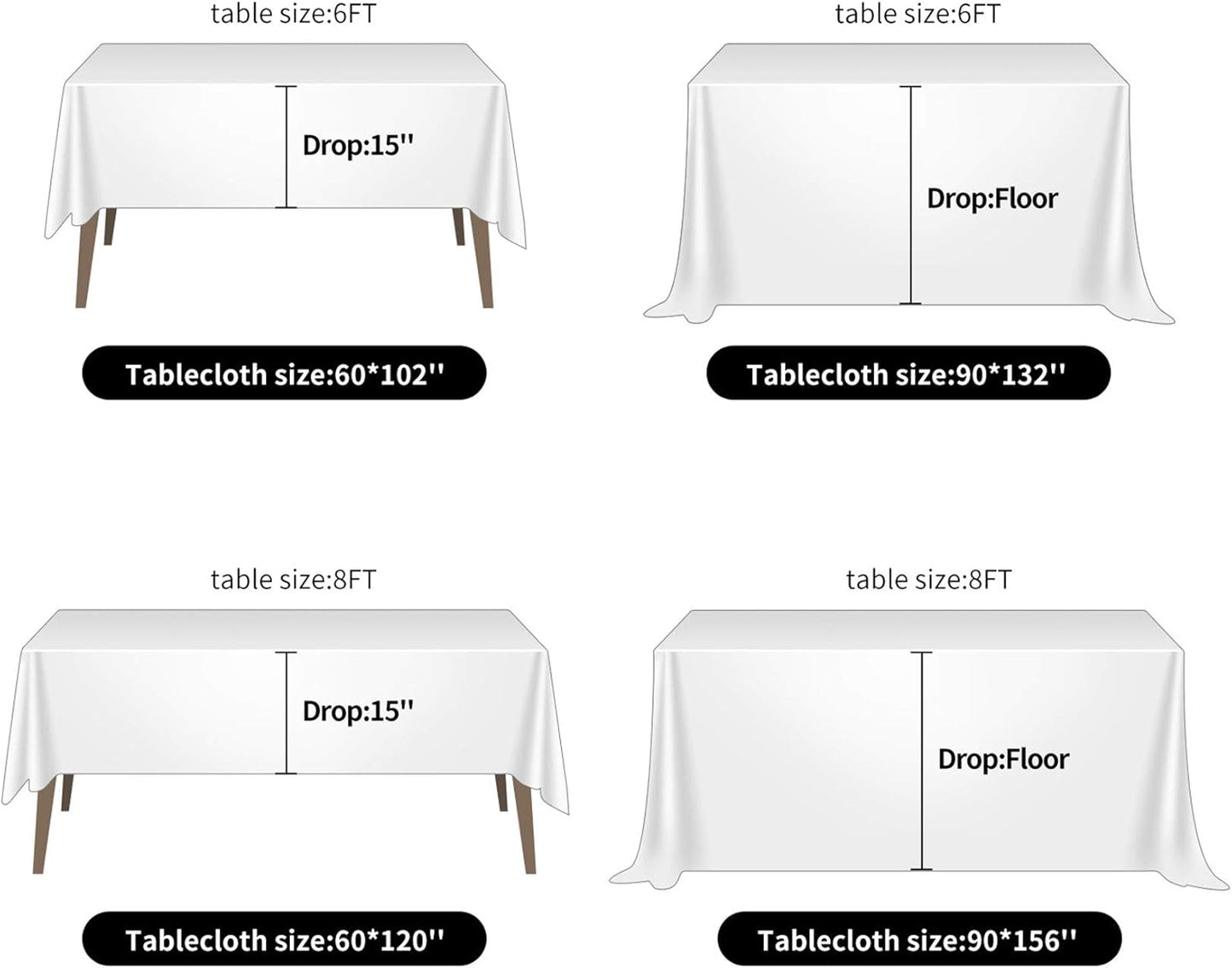 Ascoza 2pack 60x120 Inch Navy Rectangular Tablecloth 6 Feet Table Cloth in Polyester Fabric for Wedding/Banquet/Restaurant/Parties