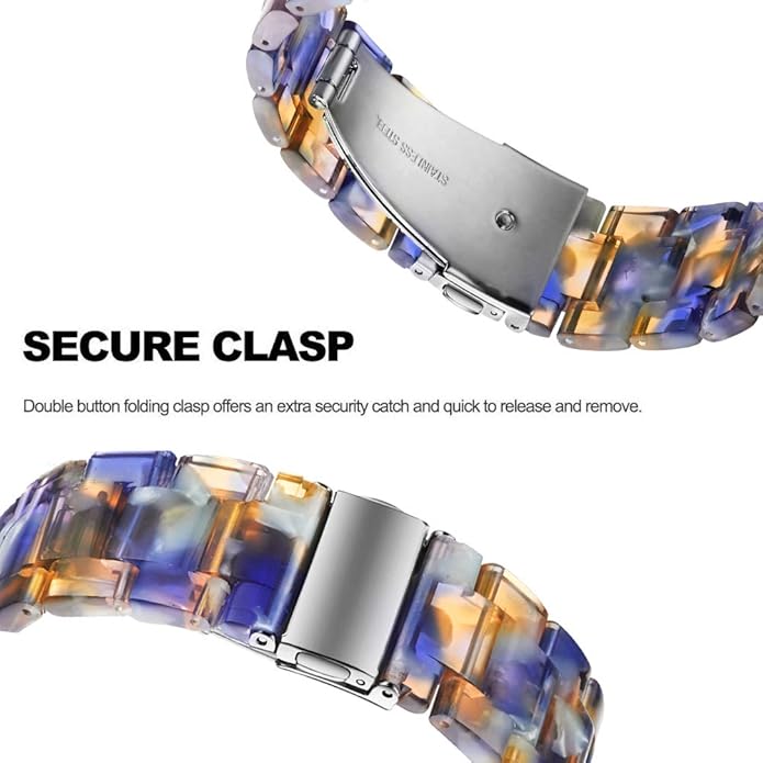 Resin Band Compatible with Fitbit Charge 4,Charge 3/3 SE,Women Men Resin Accessory Rose Gold Buckle Band Wristband Strap Blacelet