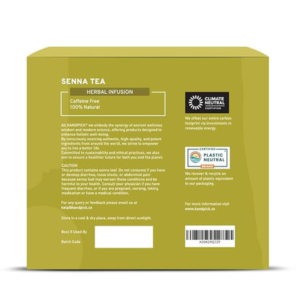 HANDPICK, Senna Tea Bags (50 Count) Non-GMO, Caffeine Free, Senna Leaves- Mild Taste | Premium Round Eco-conscious Tea Bags