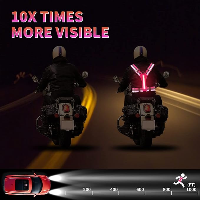 Led Reflective Vest Running Gear,USB Rechargeable Light Up High Visibility Running Vest,6-11hrs Light with Adjustable Waist/Shoulder for Runners Walkers
