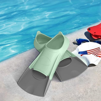 Gintenco Swim Fins, Kids Swim Training Fins for Lap Swimming, Travel Size Flippers with Mesh Bag, Silicone Swimming Fins for Kids Teens Adults Women Men