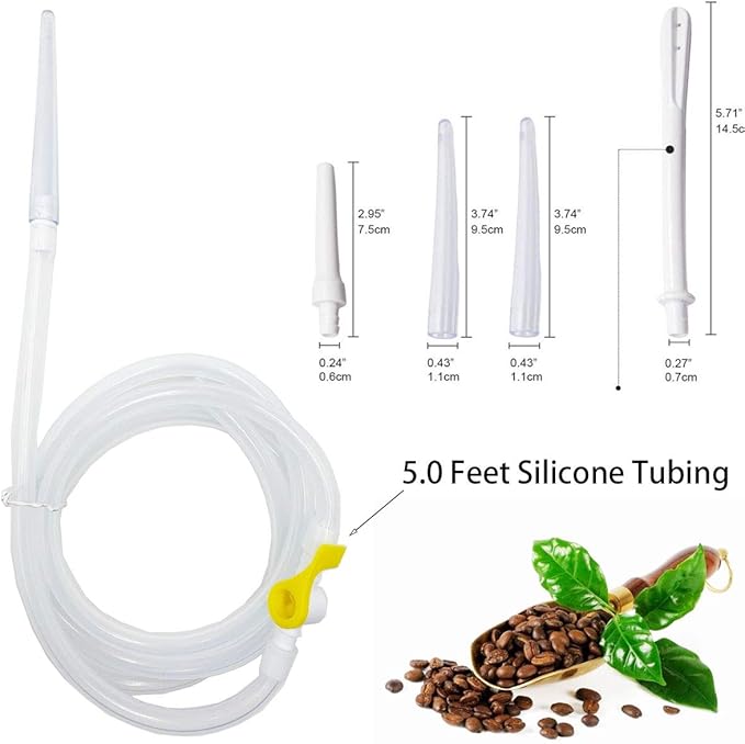 Enema Kit – 2L Enema Bag– 5.0ft. Long Silicone Hose – 5 Multi-Size Reusable Tips – Controlled Water Flow – for Colon Detox Cleanse Enemas