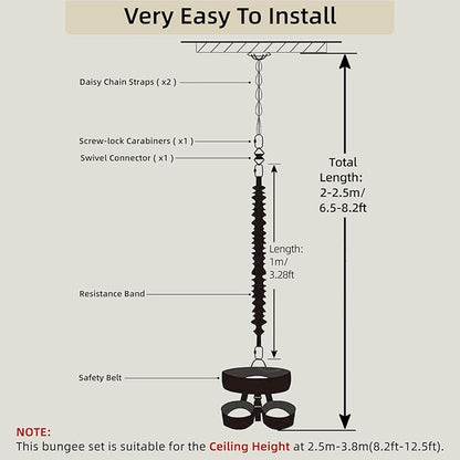 Bungee Fitness Set, Heavy Resistance Band Set, Professional 4D Yoga Bungee Rope Workout Equipment W/6 Sizes, for Home Gym Training & Fitness(Not for Extreme Sports)