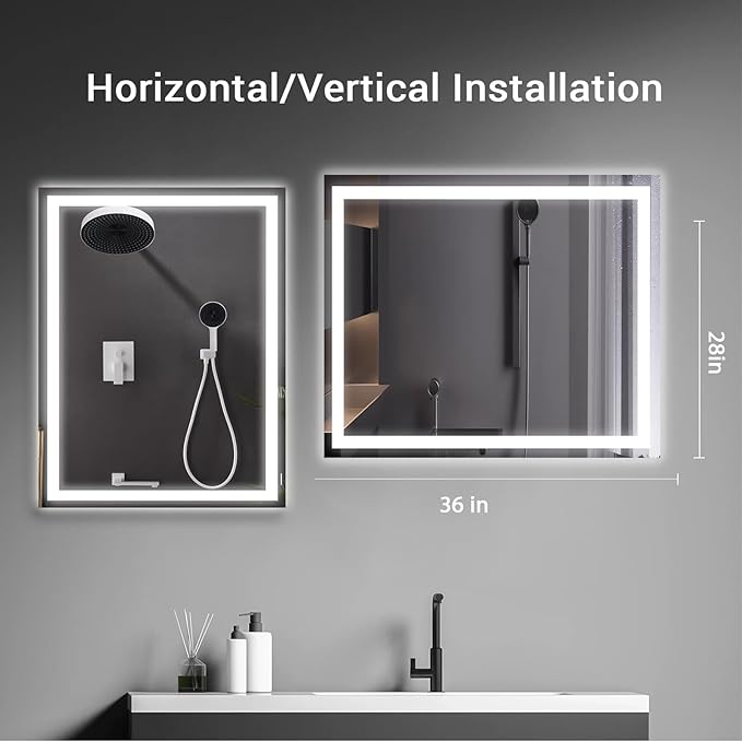 Led Mirror for Bathroom with Lights Mirror Large 36X28 inch