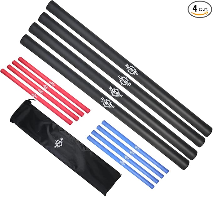 Kali Sticks Martial Arts Foam Padded Escrima Sticks for Safe Practice Training and Sparring with Carry Bag Case - 4 Packs
