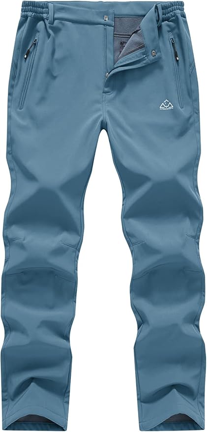 Gopune Men's Snow Ski Waterproof Softshell Pants Outdoor Windproof Warm Hiking Insulated Pants