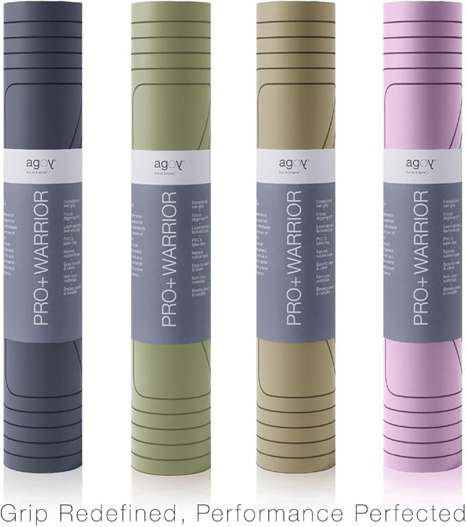 agoy Pro+ Warrior - Premium Non-Slip Yoga Mat – Eco-Conscious Design - PU Mat With Wet/Dry Grip+ - Focus Alignment - Lazer-Etched Technology - A Portable Standard Size Mat for All Styles of Yoga