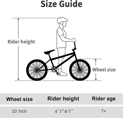 Freestyle BMX Bike, 20 Inch Yaphet Bicycle for Teen Beginner and Adult Riders, Bike with Hi-Ten Steel Frame, Multiple Colors