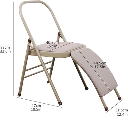 INNOLIFE Yoga Auxiliary Chair with Lumbar Back Support for Iyengar Foldable Balance Training (Grey)