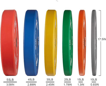 2 Inch Bumper Plates，10-500lbs，Barbell Rubber Olympic Weight Plates Set for Home Gym, Strength Training & Weight Lifting, Multiple Options Colors
