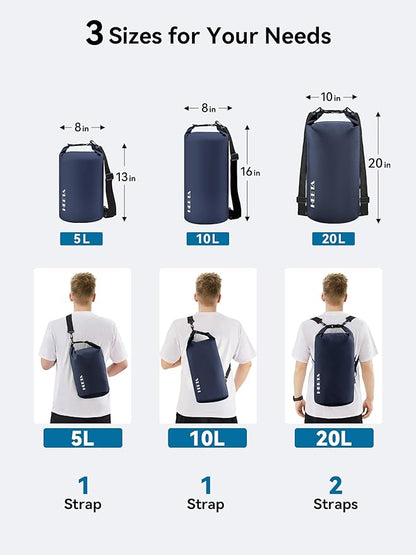 HEETA Waterproof Dry Bag for Women Men(Upgraded Version) 5L/10L/20L/30L/40L Roll Top Lightweight Dry Storage Bag Backpack with Emergency Whistle for Travel, Swimming, Boating, Kayaking, Camping, Beach