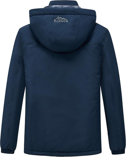 ELLSWOS Men's Waterproof Ski Jacket Winter Snow Coat Warm Hooded Raincoat Windproof Windbreakers