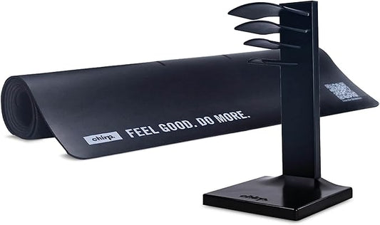 Ultimate Home Fitness Storage Solution: Chirp Wheel Rack & Stretch Mat Combo - Secure Storage for Chirp Muscle Rollers and Non-Slip Exercise Mat for Yoga, Pilates, and Weight Training - Black