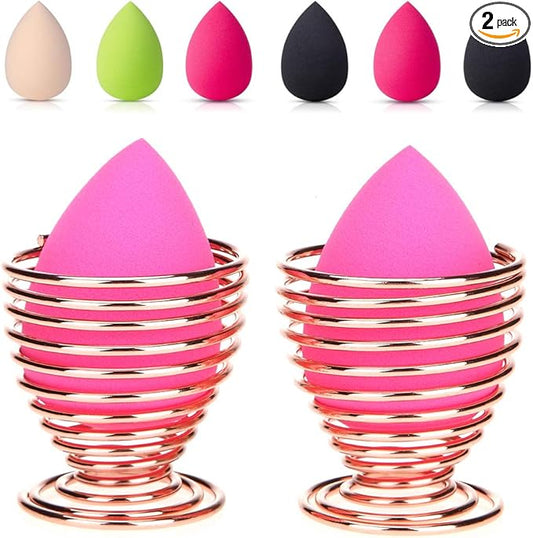 LanMa Beauty Sponge Blender Holder,(2 Pack Rose Gold) Makeup Sponge Drying Stand Storage Egg Powder Puff Display Stand