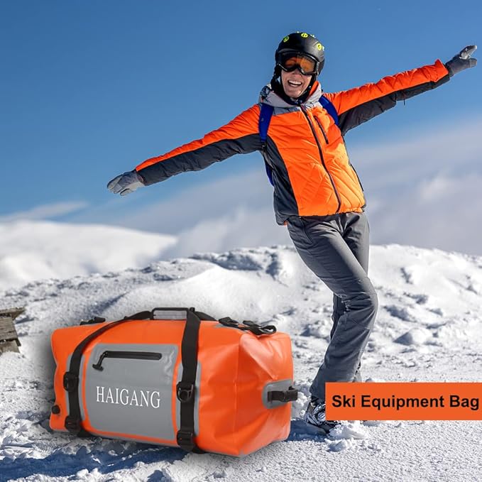 150L Waterproof Duffel Bag Travel Dry Bag, Large Capacity, Adjustable Thickened Straps and Handles, Zip Closure, Air Valve, Keep Equipment Safe, Suitable for Boating Rafting Orange