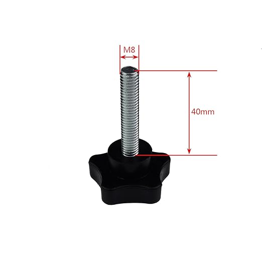 2 Pack Black 8mm(M8) x 40mm Thread Replacement Star Hand Knob Tightening Screw
