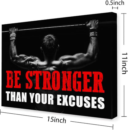 Inspirational Gym Wall Decor,Fitness Quotes Wall Art,Be Stronger Than Your Excuses Canvas Wall Decor for Home Gym
