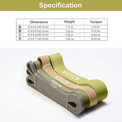 VEICK Resistance Bands for Working Out, Exercise Bands, Workout Bands, Pull Up Assistance Bands, Long Heavy Stretch Bands Set for Men and Women, Power Weight Gym at Home Fitness Equipment