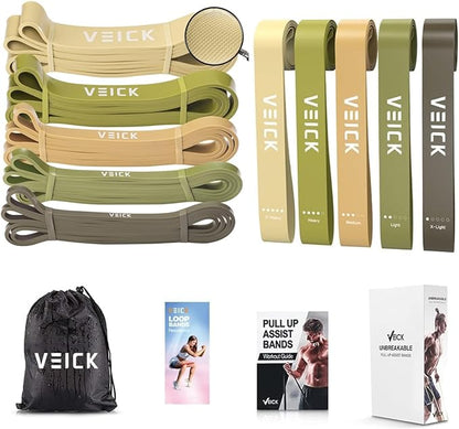 VEICK Resistance Bands for Working Out, Exercise Bands, Workout Bands, Pull Up Assistance Bands, Long Heavy Stretch Bands Set for Men and Women, Power Weight Gym at Home Fitness Equipment