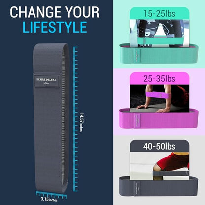 Desire Deluxe Resistance Band Exercise Workout Equipment Bands Set for Working Out Physical Therapy - Men & Women Elastic Stretch Booty Gym Equipment Accessories - Home, Fitness, Pilates, Yoga Pack 3