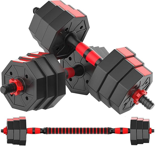 Adjustable Dumbbell Set, 5-44 lbs Free Weight Set with Connector for Barbell, Dumbbells, Push-Up Options, Fitness Exercises for Home Gym Suitable Men/Women