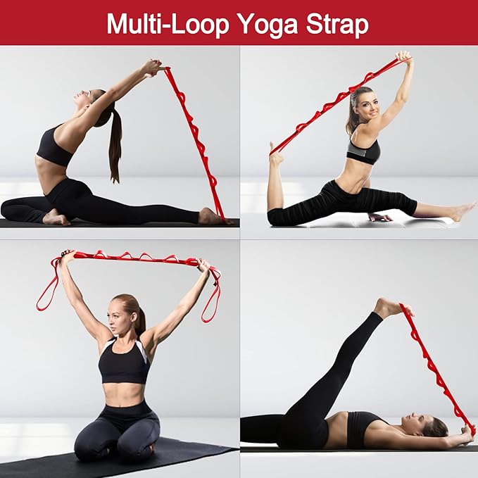 DASKING 23KN (5070 lbs) Heavy Duty Climbing Straps - 2 Pack Adjustable Daisy Chain Webbing for Aerial Yoga, Hammock, Fitness & Rigging - CE/EN566 Certified, Red/Grey