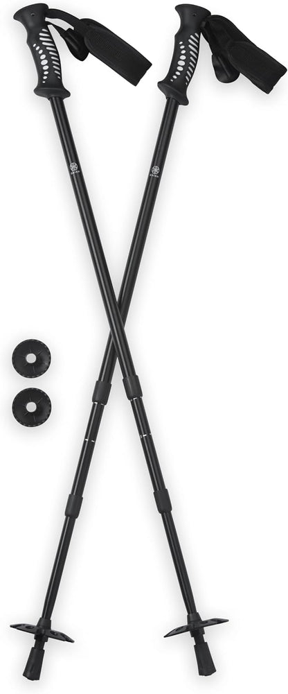 Gaiam Trekking Poles (Pair, Black), Lightweight 7075 Aluminum Hiking Support Walking Stick, Comfort-Grip Handles, All-Terrain Baskets & Styles Included, Camping & Hiking Essentials