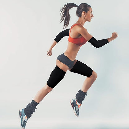 4 Pairs Slimming Arm Shaper and Thigh Slimmers Set, Elastic Compression Arm Shapers Upper Arm Sleeve Slimming Thigh Sleeves Thigh Wraps Slim for Women