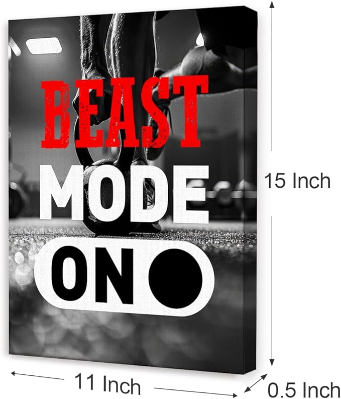 Inspirational Gym Wall Decor,Fitness Quotes Wall Art,Beast Mode on Canvas Wall Decor for Home Gym