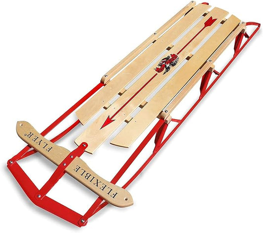 Flexible Flyer Metal Runner Sled. Steel & Wood Steering Snow Slider