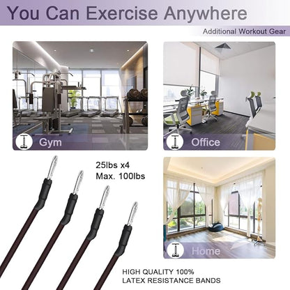 Pedal Resistance Band, 4-Tube Elastic Pull Rope, Sit-up Equipment, Yoga Strap Bodybuilding Expander, Exercise Bands, Fitness Equipment for Abdomen, Waist, Arm, Leg Stretching Slimming Training