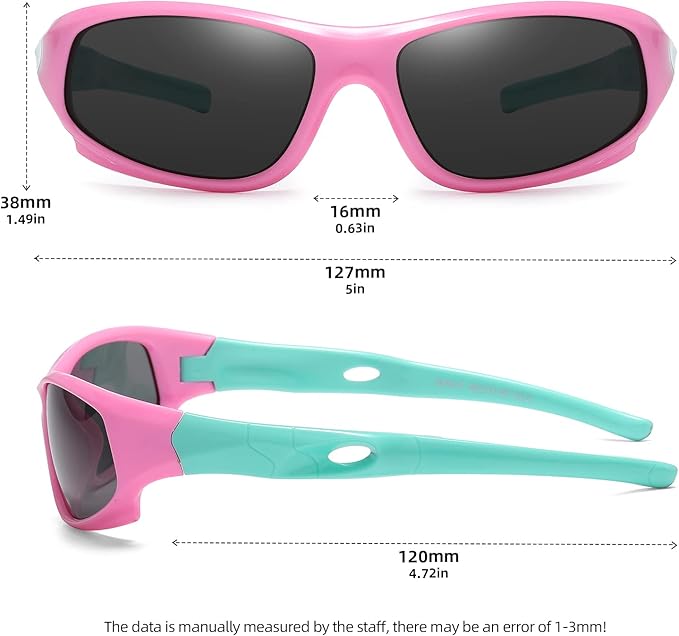DYLB 3 Pack Flexible Kids Polarized Sunglasses For Boys Girls With Strap, Sport Sunglasses for Children Age 3-10.