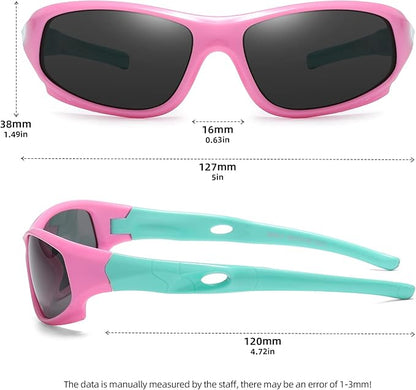 DYLB 3 Pack Flexible Kids Polarized Sunglasses For Boys Girls With Strap, Sport Sunglasses for Children Age 3-10.