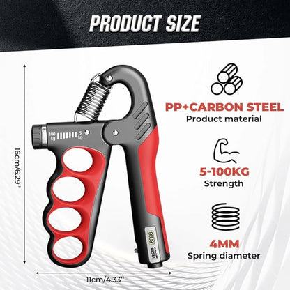 Hand Gripper Strengthener, Hand Squeezer Adjustable Resistance, Grip Strengthener Forearm Strengthener, Hand Exerciser for Muscle Building and Injury Recover, Forearm Strengthener