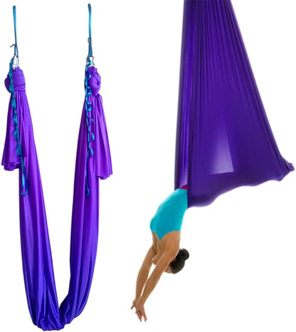 Aerial Yoga Hammock 5.5 Yards Yoga Swing Pilates Silk Home Gym Fitness Include hardware,Daisy Chain, Pose Guide