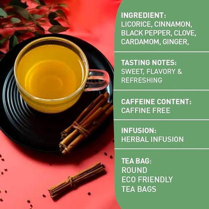 HANDPICK, Licorice Root Tea Bags (50 Count, 2g/tea bag) Licorice Tea | Non-GMO, Caffeine Free | Goodness of Cinnamon, Blackpepper, Clove, Cardamom & Ginger