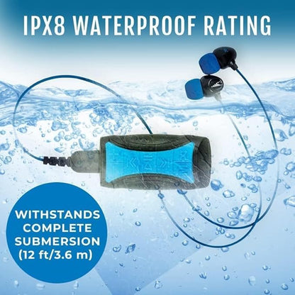 H2O Audio Stream 3 PRO and Surge S+ Earbuds - Underwater Streaming Music Waterproof MP3 Player for Swimming with Bluetooth and Short Cord Underwater Headphones with Superior Sound Quality (Blue)