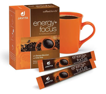 Javita Energy + Focus Instant Coffee, 100% South American Arabica & Robusta Blend, with Energizing Herbs for Clarity, Energy, & Focus, Keto, Dieters Drink, 1 box / 24 (4.2g) Sticks