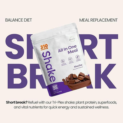 310 Nutrition All-In-One Meal Replacement Shake Powder - Plant-Based Protein Smoothie Blend w/High Fiber, Probiotics & Adaptogens - Low Carb, Vegan, Keto & Paleo Friendly - Mocha - 14 Srv