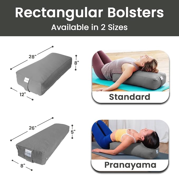 Sol Living Yoga Bolster Pillow Rectangular Meditation Cushion Cotton Meditation Accessories for Restorative Yoga Meditation Pillow Yoga Pillow Firm Body Pillow Bolster Pillow for Legs Removable Cover