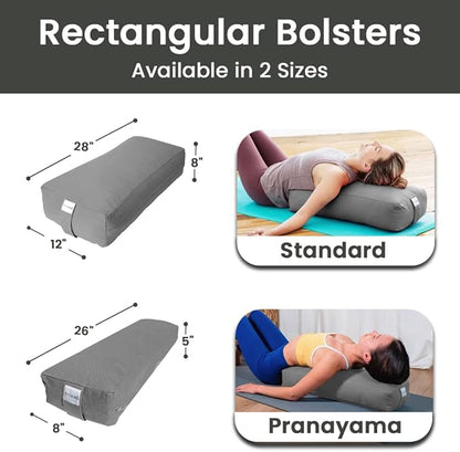 Sol Living Yoga Bolster Pillow Rectangular Meditation Cushion Cotton Meditation Accessories for Restorative Yoga Meditation Pillow Yoga Pillow Firm Body Pillow Bolster Pillow for Legs Removable Cover