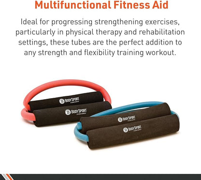 Body Sport Loop Tubing , Resistance Band with Foam Pad Handles for Strength Training and Rehabilitation