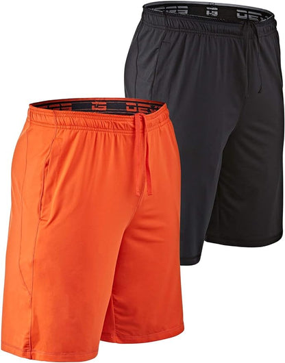 DEVOPS Men's 2-Pack Loose-Fit 10" Workout Gym Shorts with Pockets