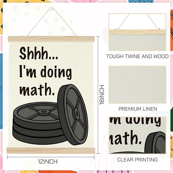 Gym Motivational Posters Funny College Dorm Posters Gifts for Guys Girls Friends I'm Doing Math Gym Flag Wall Art Decor Sign for Home Gym Bedroom Office
